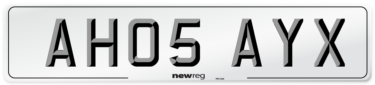 AH05 AYX Number Plate from New Reg